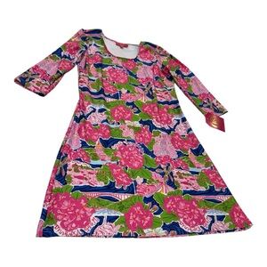 NWT Vibrant Kaeli Smith West Virginia Pink and Blue Patterned Dress